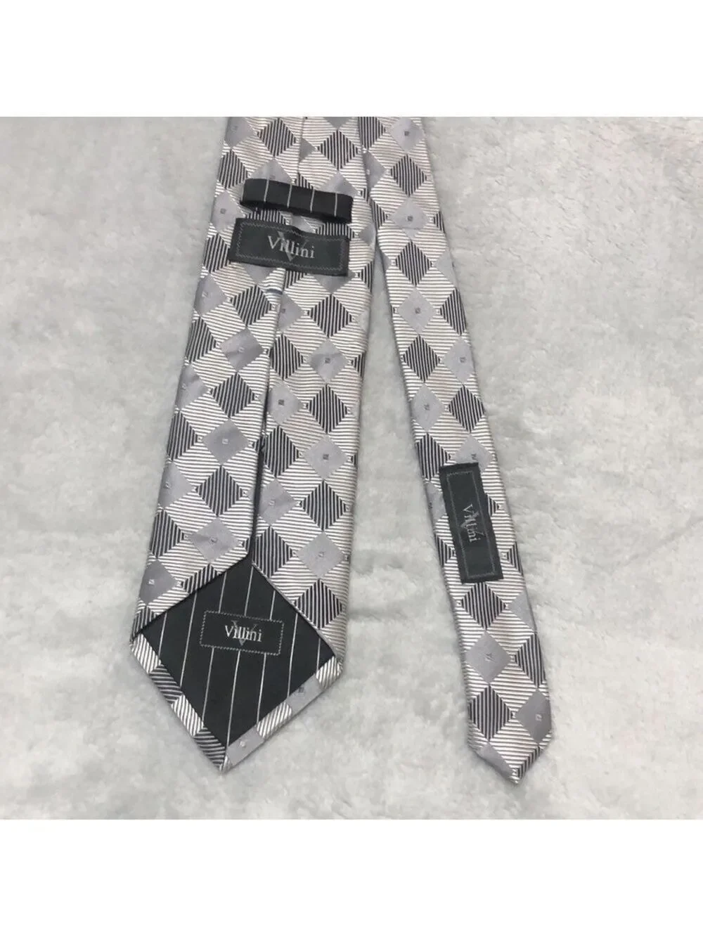 Roberto Villini Black and Gray Diamond Print Tie